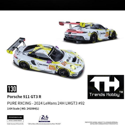 PREORDER Trends Hobby 1/64 Porsche 911 GT3 R PURE RXCING - LeMans 24H 2024 LMGT3 #92 241084(L) (Approx. Release Date: Q3 2026 and subject to the manufacturer's final decision)