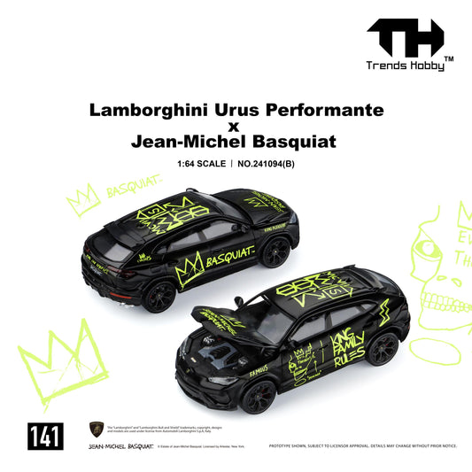 PREORDER Trends Hobby 1/64 Lamborghini Urus Performance & Basquiat Black (Blister Pack with a Collectible Card) 241094(B) (Approx. Release Date: Q1 2027 and subject to the manufacturer's final decision)