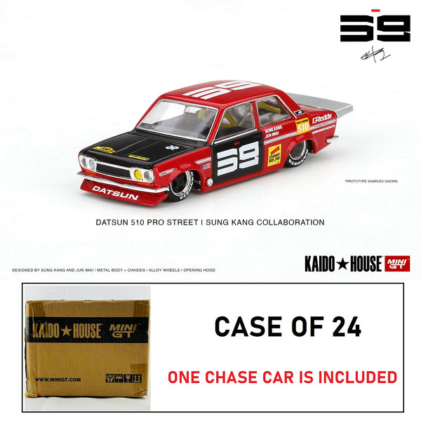 ** CASE OF 24 INCLUDING CHASE **MINI GT x Kaido House 1/64 Datsun 510 Pro Street SK510 Red KHMG003-24