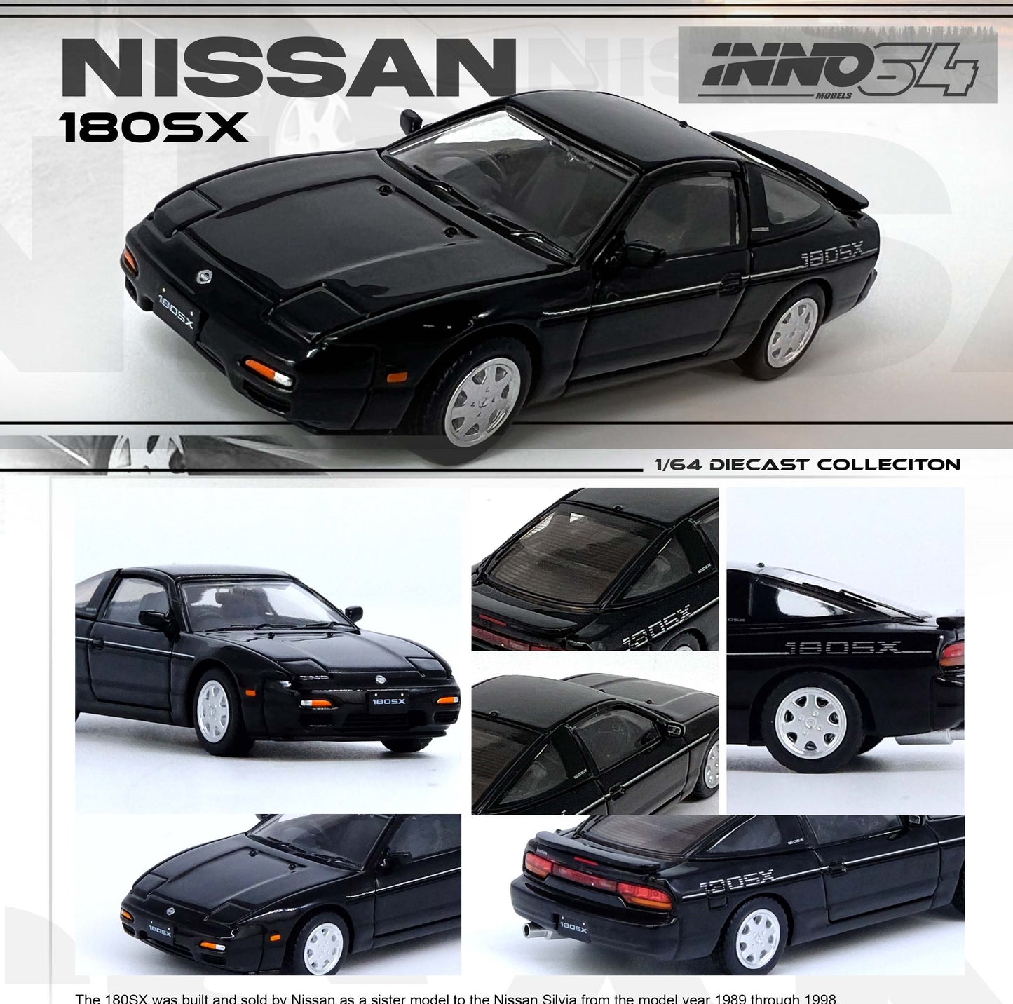 INNO64 1/64 NISSAN 180SX Black IN64-180SX-BLA