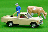 TOMYTEC TLV 1/64 Datsun 1300 truck (light brown) with figure LV-195d