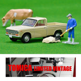 TOMYTEC TLV 1/64 Datsun 1300 truck (light brown) with figure LV-195d