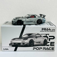POPRACE 1/64 Mazda RX7 RE-AMEMIYA Widebody Silver Japan MINICAR A GOGO Exclusive event model PR640275