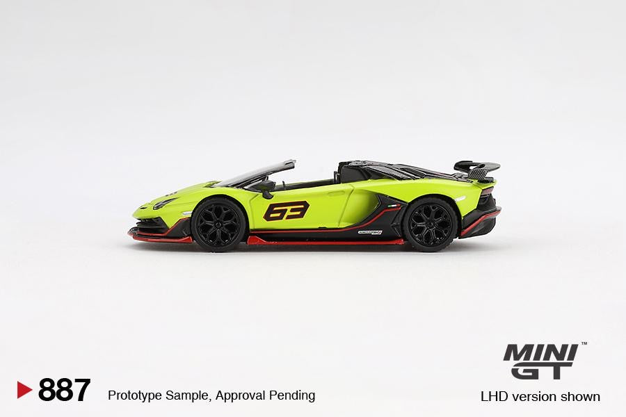 MINI GT 1/64 Lamborghini Aventador SVJ 63 Roadster Verde Shock MGT00887-BL