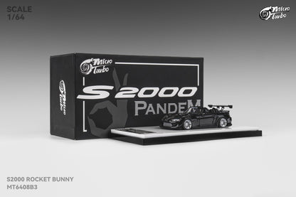 Micro Turbo 1/64 Custom S2000 Rocket Bunny - Metallic Black MT6408B3
