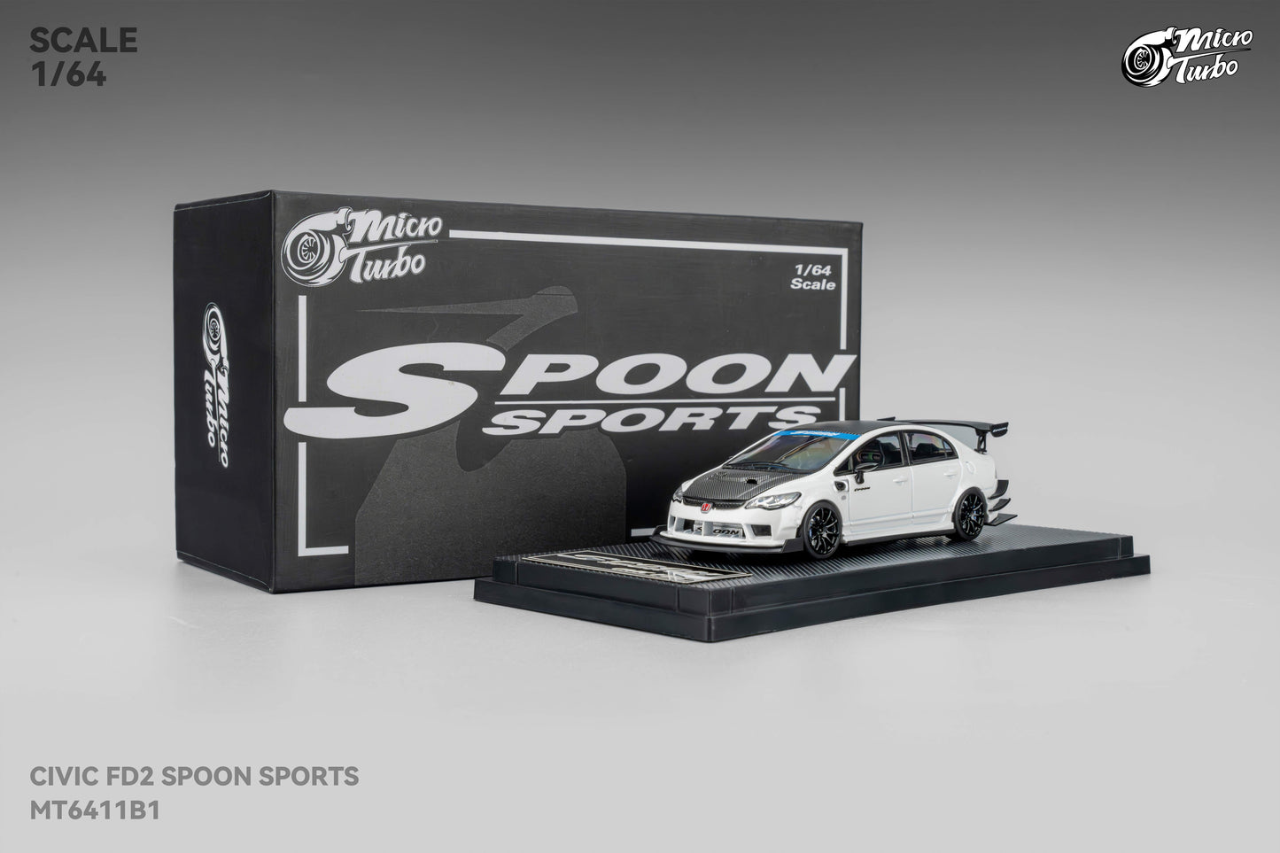 Micro Turbo 1/64 Custom FD2 Spoon - Metallic White MT6411B1