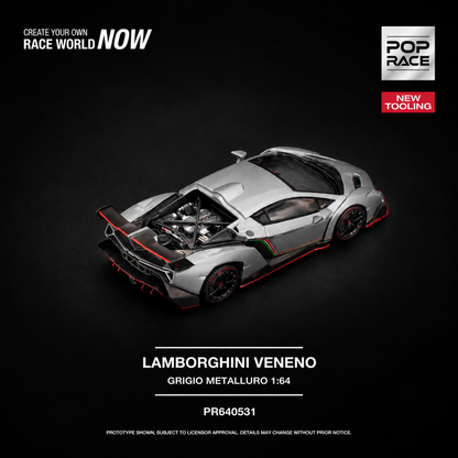 PREORDER POPRACE 1/64 LAMBORGHINI VENENO GRIGIO METALLURO PR640531  (Approx. Release Date: Q1 2027 and subject to the manufacturer's final decision)