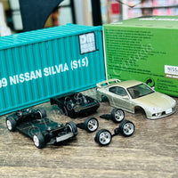 BM Creations x Diecast Master 1/64 Nissan Silvia S15 with Plastic Container SILVER RHD 64DM64011