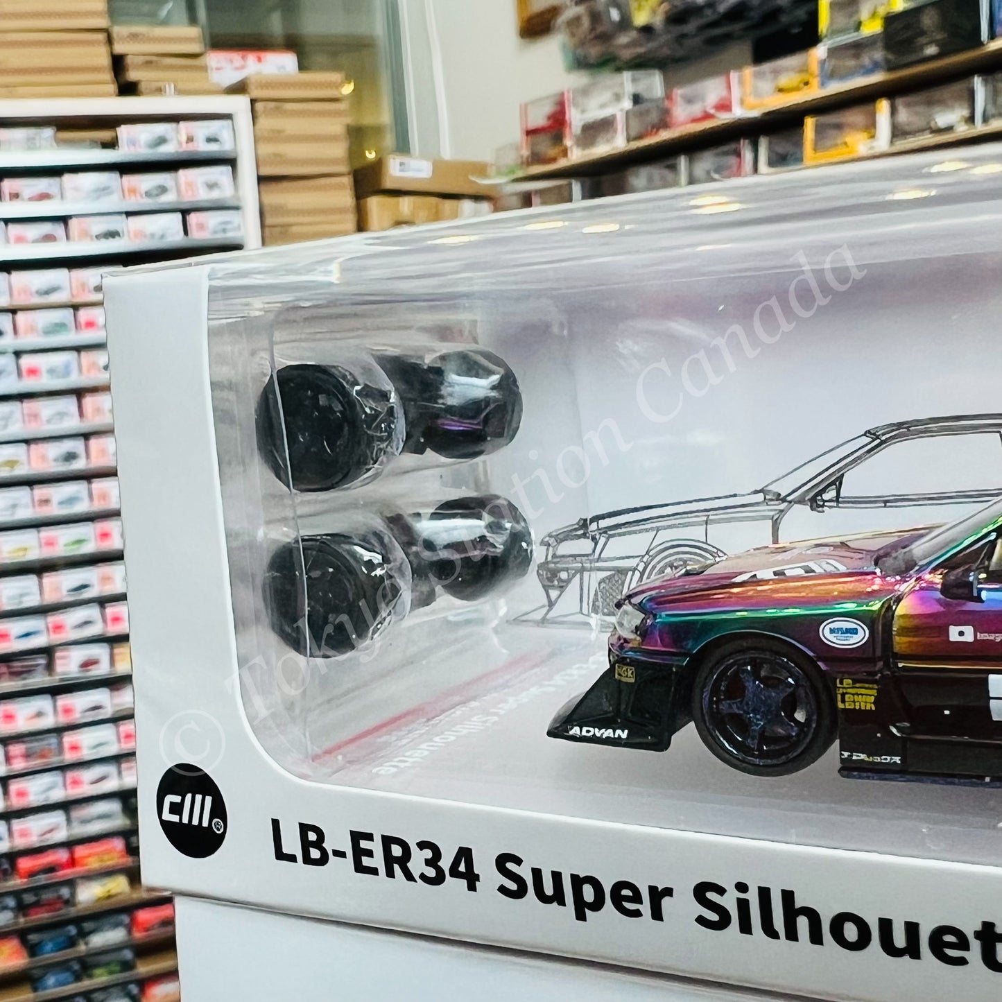 CM MODEL 1/64 Nissan LBWK ER34 Super Silhouette Chrome Color CM64-ER34-12