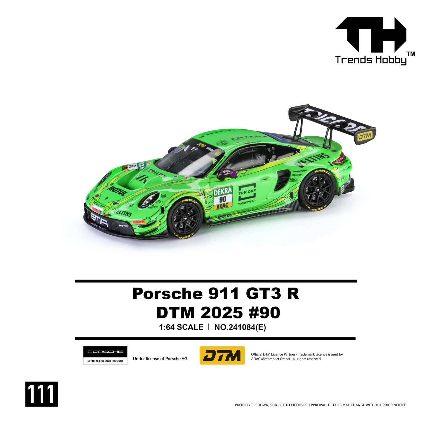 PREORDER Trends Hobby 1/64 Porsche 911 GT3 R - DTM 2025 #90 241084(E) (Approx. Release Date: Q4 2026 and subject to the manufacturer's final decision)