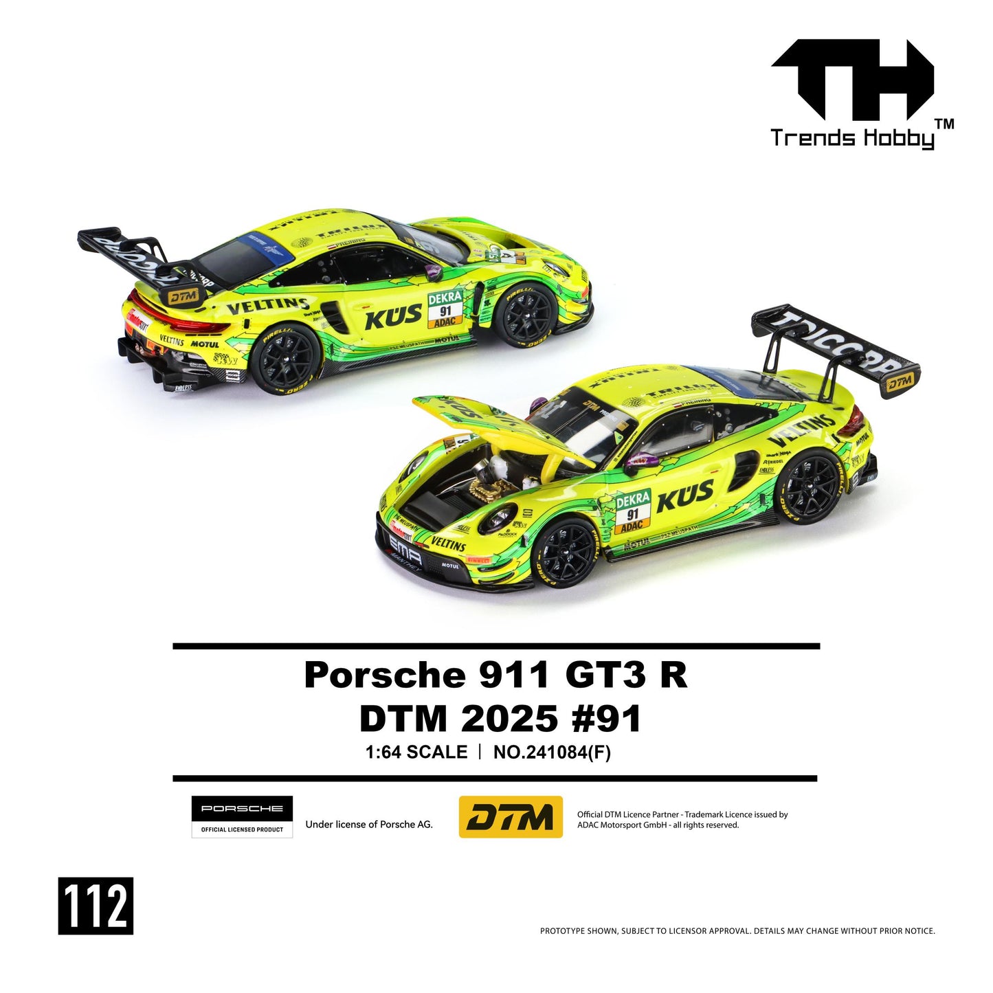 PREORDER Trends Hobby 1/64 Porsche 911 GT3 R - DTM 2025 #91 241084(F) (Approx. Release Date: Q4 2026 and subject to the manufacturer's final decision)
