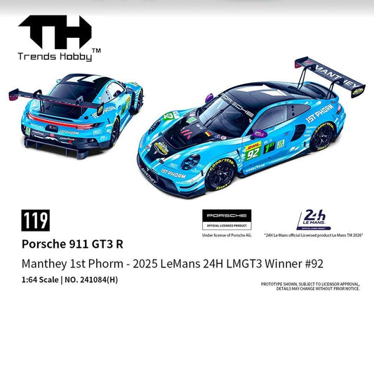 PREORDER Trends Hobby 1/64 Porsche 911 GT3 R - LeMans 24H 2025 #92 241084(H) (Approx. Release Date: Q3 2026 and subject to the manufacturer's final decision)