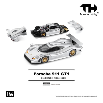 PREORDER Trends Hobby 1/64 Porsche 911 GT1 1998 - Sliver 241085(E) (Approx. Release Date: Q4 2026 and subject to the manufacturer's final decision)