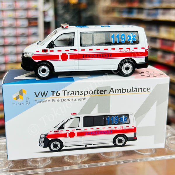TINY 微影 1/64 TW44 VW T6 Transporter Ambulance Taiwan Fire Department ATCTW64017