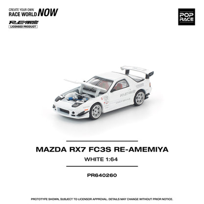 POPRACE 1/64 MAZDA RX7 FC3S RE-AMEMIYA WHITE PR640260