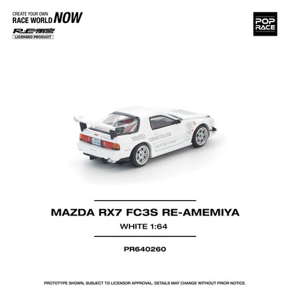 POPRACE 1/64 MAZDA RX7 FC3S RE-AMEMIYA WHITE PR640260