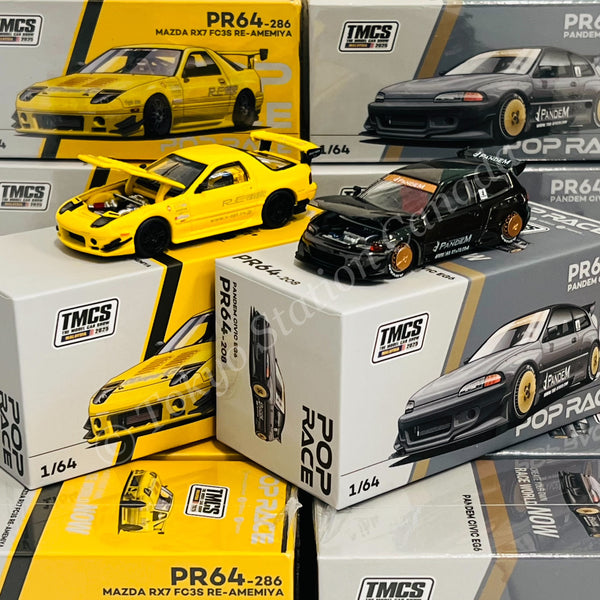 POPRACE 1/64 TMCS Malaysia 2025 Event Model Set of 2 (Mazda RX7 FC3S RE-AMEMIYA & PANDEM CIVIC EG6)