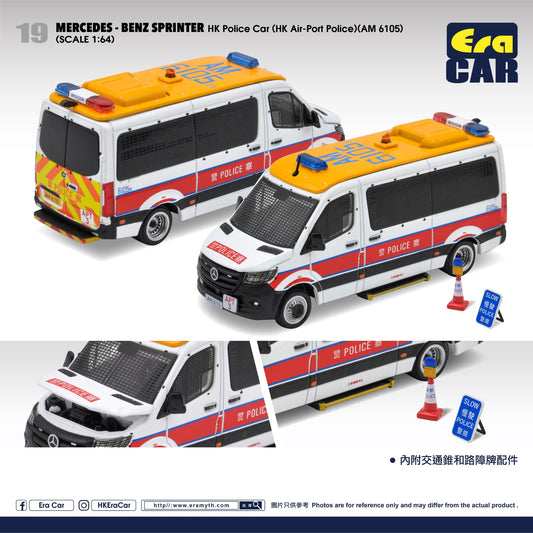 ERA CAR 1/64 19 MERCEDES BENZ SPRINTER HK Police Car (HK Air-Port Police AM 6105)