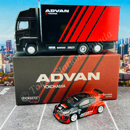 TARMAC WORKS HOBBY64 1/64 Pandem Yaris ADVAN With Truck Packaging T64-080-ADV