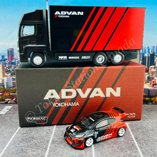TARMAC WORKS HOBBY64 1/64 Pandem Yaris ADVAN With Truck Packaging T64-080-ADV
