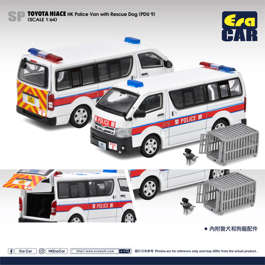 ERA CAR 1/64 TOYOTA HIACE HK Police Van with Rescue Dog (PDU 9) TO22HISP128
