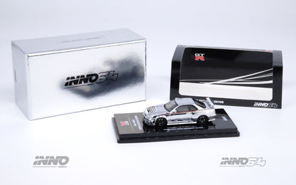 INNO64 1/64 NISSAN SKYLINE GT-R (R34) NISMO R-Tune Silver Chrome Hobby Expo China 2023 Event Edition IN64-R34RT-SCH