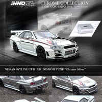 INNO64 1/64 NISSAN SKYLINE GT-R (R34) NISMO R-Tune Silver Chrome Hobby Expo China 2023 Event Edition IN64-R34RT-SCH