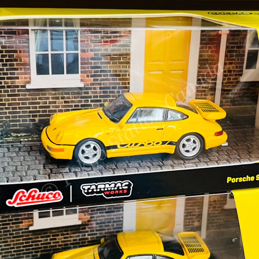 TARMAC WORKS x Schuco COLLAB64 1/64 Porsche 911 Turbo Yellow T64S-009-YL