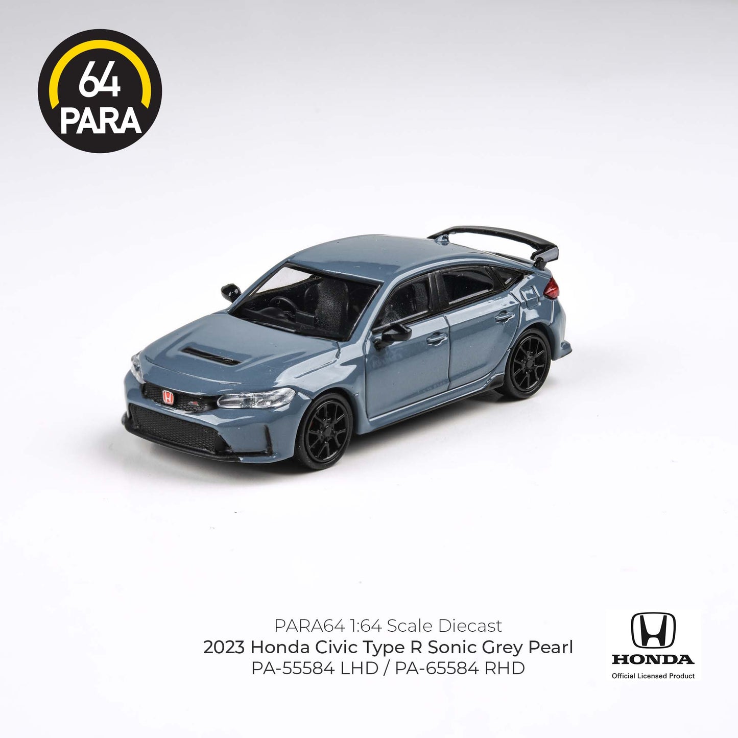 PARA64 1/64 2023 Honda Civic Type R Sonic Grey Pearl LHD PA-55584