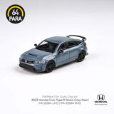 PARA64 1/64 2023 Honda Civic Type R Sonic Grey Pearl LHD PA-55584