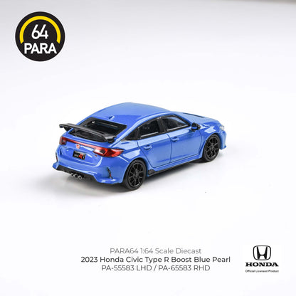 PARA64 1/64 2023 Honda Civic Type R Boost Blue Pearl LHD PA-55583