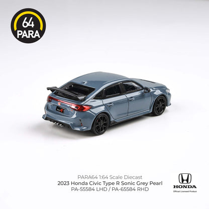 PARA64 1/64 2023 Honda Civic Type R Sonic Grey Pearl LHD PA-55584