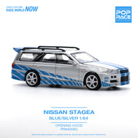 PREORDER POPRACE 1/64 Nissan Stagea - Blue/Silver PR640060 (Approx. Release Date: Q4 2023 and subject to the manufacturer's final decision)