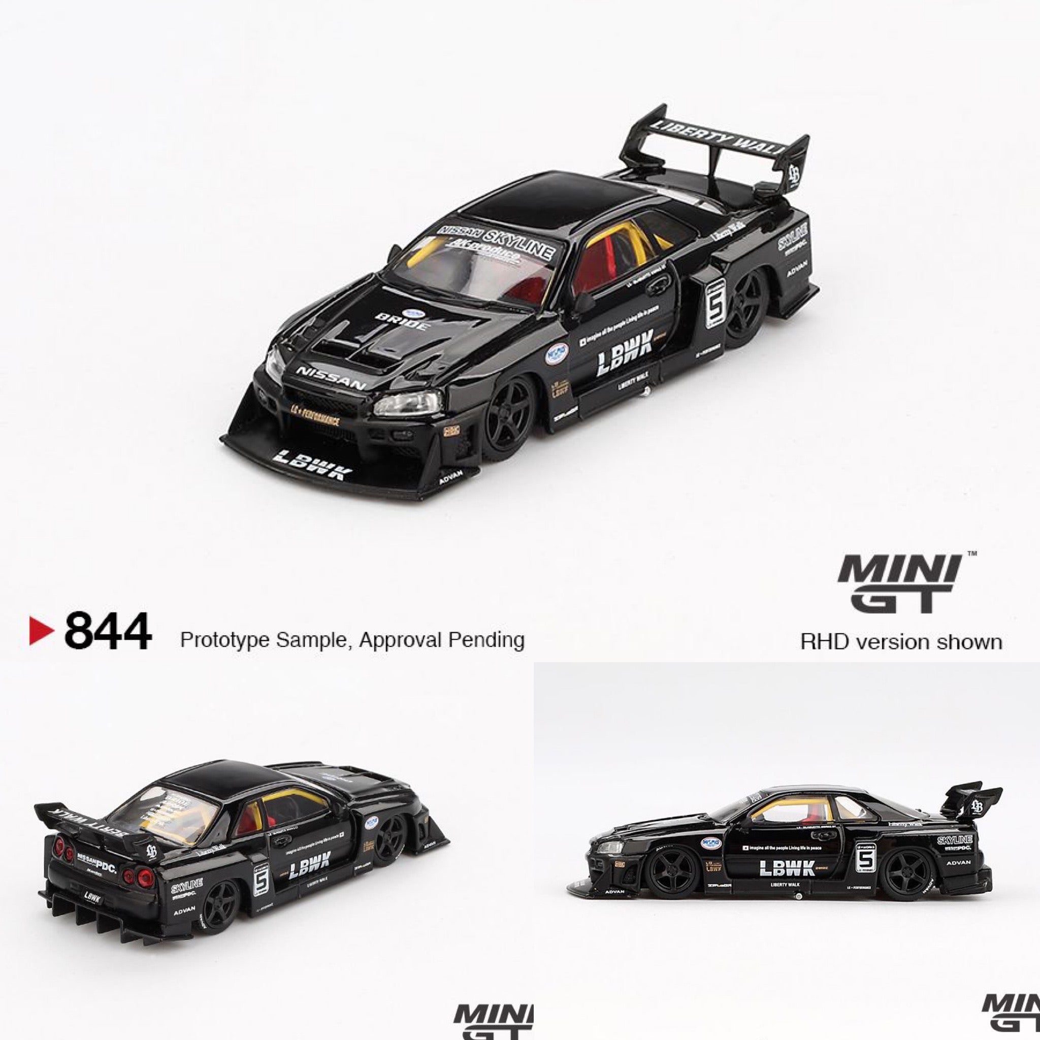 MINI GT Nissan LB-ER34 BLACKTUNER様 MINI GT 1/64 Nissan LB-ER34 Super Silhouette Skyline Black