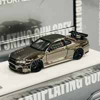 MOTORHELIX 64SENIOR 1/64 Customized Nissan Skyline GT-R R34 NISMO Electroplating Gun Grey HEC 2025 Exclusive Model M63415