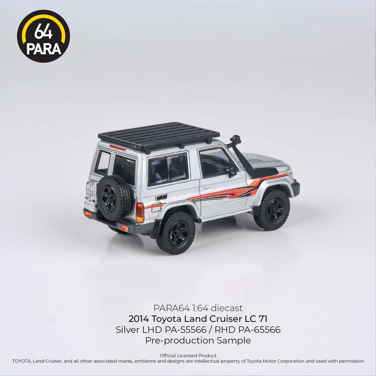 PARA64 1/64 2014 Toyota Land Cruiser 71 Silver w/roof rack PA-55566 ...