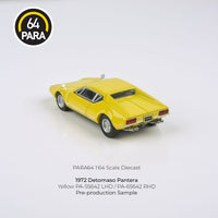 PREORDER PARA64 1/64 1972 De Tomaso – Pantera Yellow PA-55642 (Approx. Release Date : November Q2 2024 subject to manufacturer's final decision)
