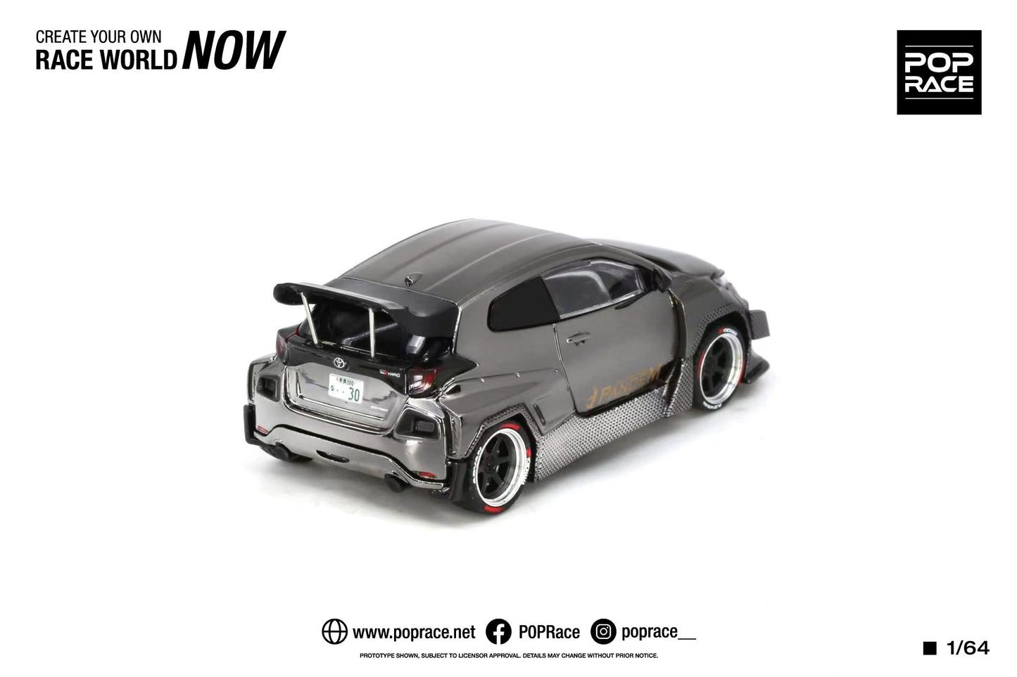 POPRACE 1/64 PANDEM GR YARIS Black Chrome IMXPO2023 Exclusive Edition PR640055
