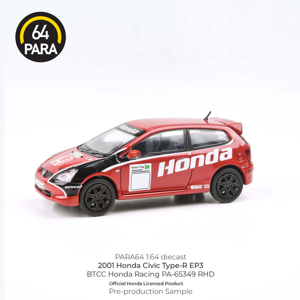 PREORDER PARA64 1/64 2001 Honda Civic Type-R EP3 BTCC Honda Racing – PA-65349 (Approx. Release Date : APRIL 2024 subject to manufacturer's final decision)
