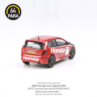 PREORDER PARA64 1/64 2001 Honda Civic Type-R EP3 BTCC Honda Racing – PA-65349 (Approx. Release Date : APRIL 2024 subject to manufacturer's final decision)