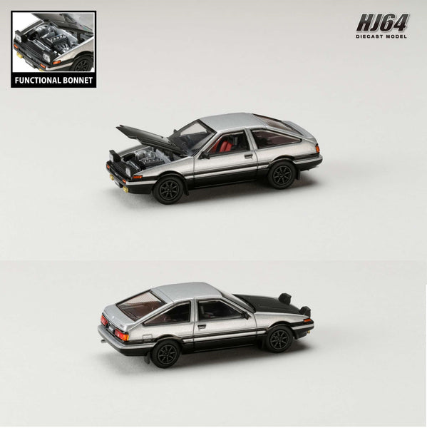 PREORDER HOBBY JAPAN 1/64 Toyota SPRINTER TRUENO GT APEX (AE86) JDM Style with CARBON BONNET Silver/Black HJ641052BSB (Approx. Release Date : Q2 2024 subjects to the manufacturer's final decision)