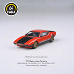 PREORDER PARA64 1/64 1972 De Tomaso Pantera – Lights down Red/Black LHD PA-55644 (Approx. Release Date : SEPTEMBER 2024 subject to manufacturer's final decision)