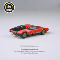 PREORDER PARA64 1/64 1972 De Tomaso Pantera – Lights down Red/Black LHD PA-55644 (Approx. Release Date : SEPTEMBER 2024 subject to manufacturer's final decision)