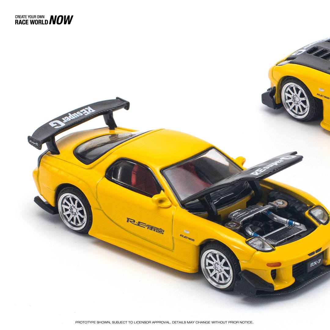 POPRACE 1/64 MAZDA RX-7 (FD3S) RE-AMEMIYA WIDEBODY YELLOW PR640116
