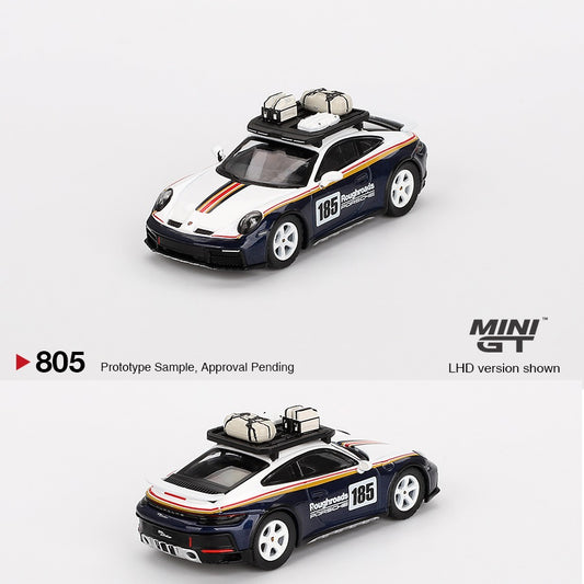 MINI GT 1/64 Porsche 911 Dakar Rallye Design Package White/Gentian Blue Metallic MGT00805-L