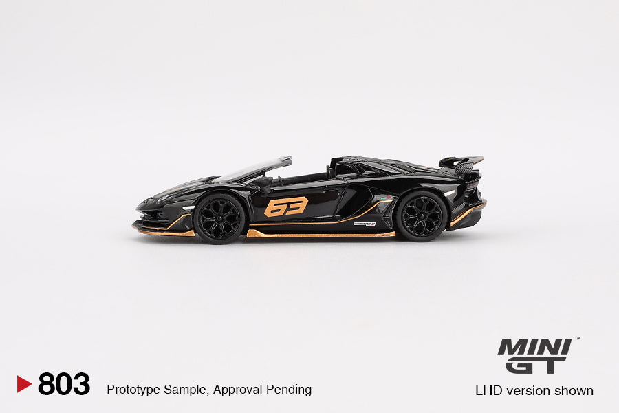 PREORDER MINI GT 1/64 Lamborghini Aventador SVJ 63 Roadster Nero Aldeb ...