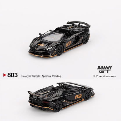 MINI GT 1/64 Lamborghini Aventador SVJ 63 Roadster Nero Aldebaran MGT00803-L