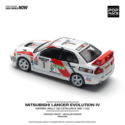 POPRACE 1/64 MITSUBISHI LANCER EVOLUTION IV WINNER, RALLY DE CATALUNYA 1997 PR640165