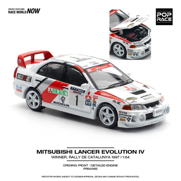 PREORDER POPRACE 1/64 MITSUBISHI LANCER EVOLUTION IV WINNER, RALLY DE CATALUNYA 1997 PR640165 (Approx. Release Date: Q4 2024 and subject to the manufacturer's final decision)