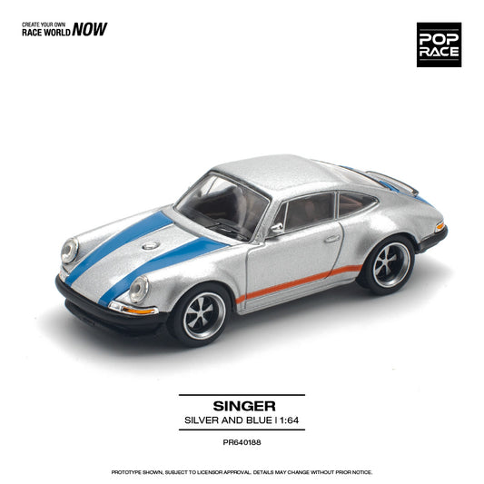 POPRACE 1/64 SINGER SILVER/BLUE PR640188
